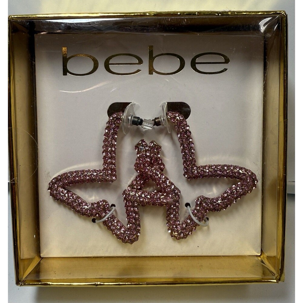 Bebe Pink Crystal Butterfly Earrings